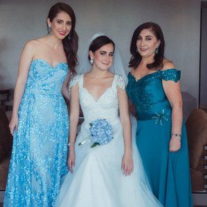 Turquoise Maxi Dress with detachable overskirt